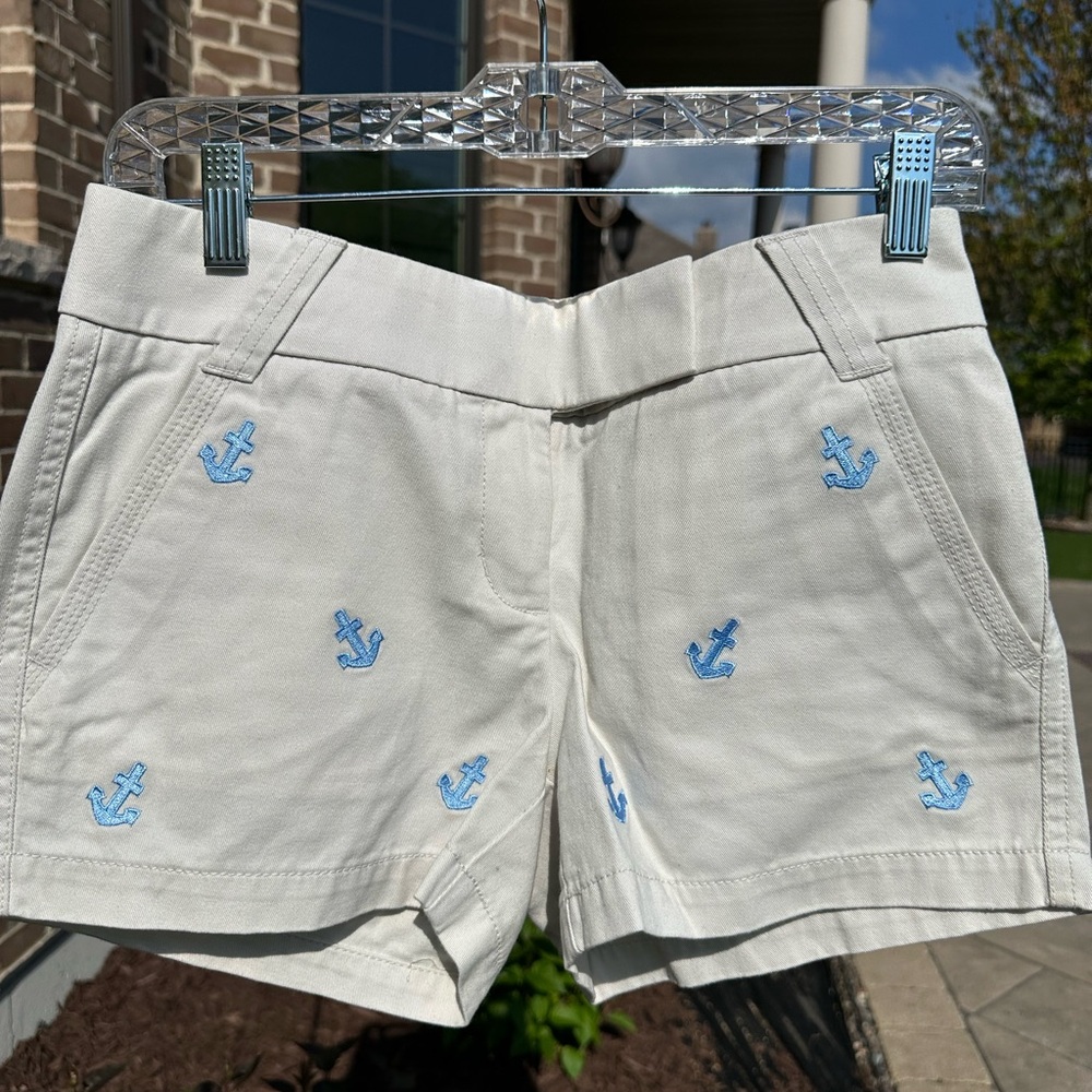 J. Crew Khaki Shorts with Nautical Embroidery